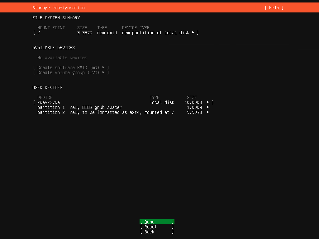 One single partition on the local disk